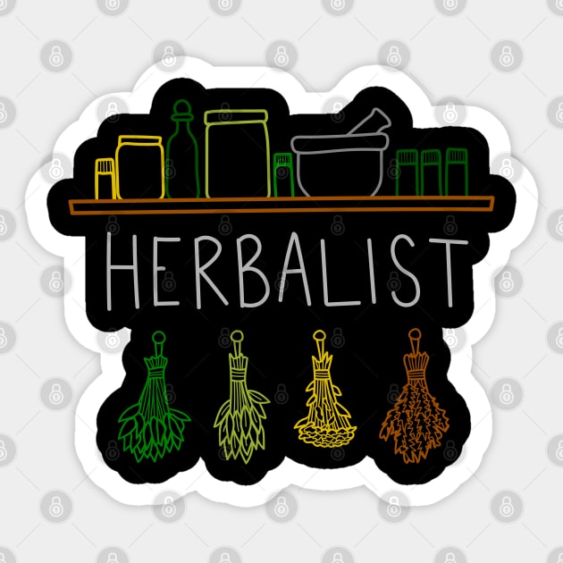 Apothecary Jars and Herbs "Herbalist" Sticker by Boreal-Witch